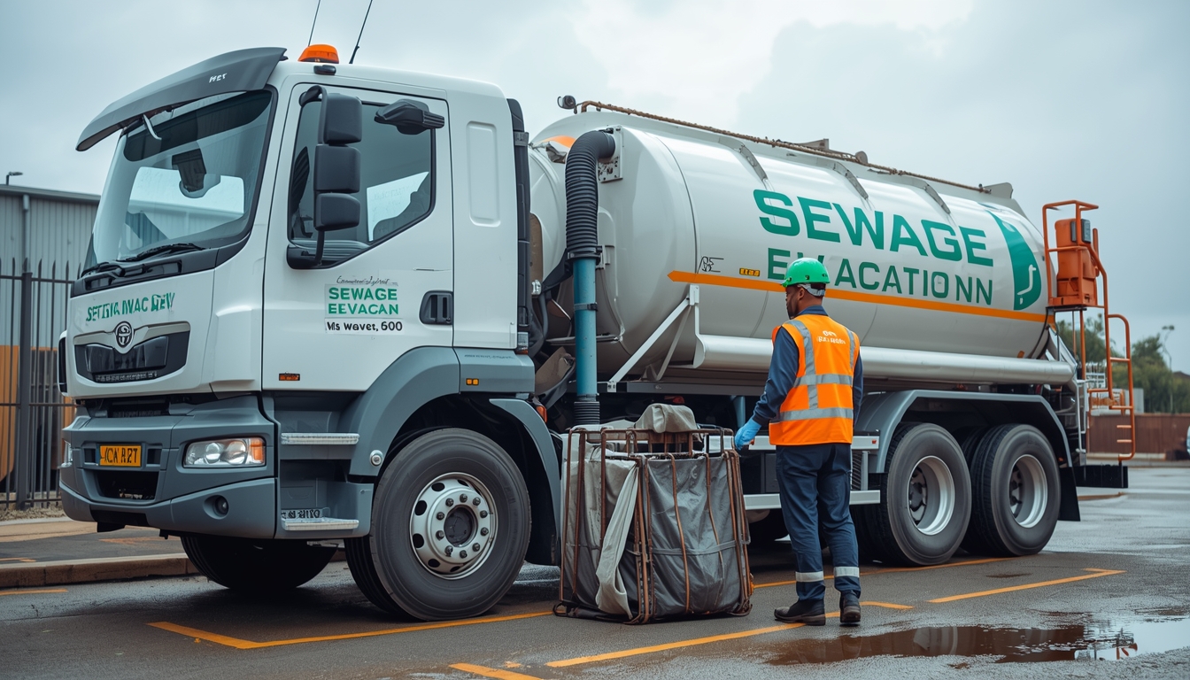 lucid origin a nigerian sewage evacuation truck parked on site with a professional sewage wor 0