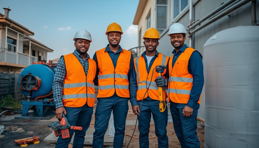 lucid origin a professional nigerian service company team standing together on a work site. t 0